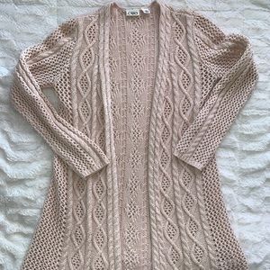 Cream knit long cardigan